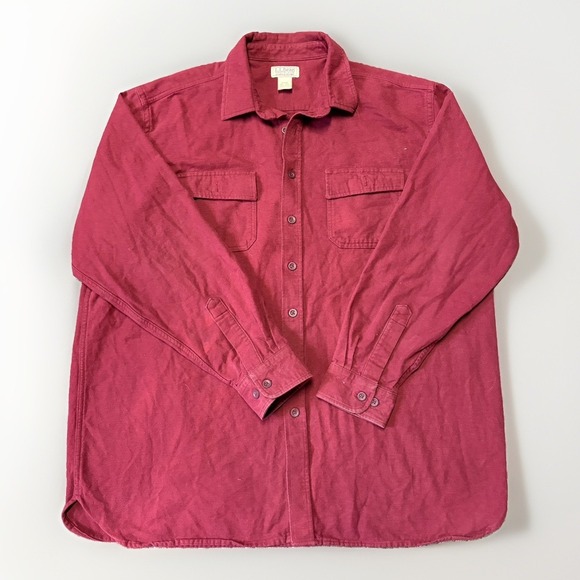 L.L. Bean Other - LL Bean Chamois Cloth Shirt Mens XXL Tall Burgundy Heavyweight Flannel 187924